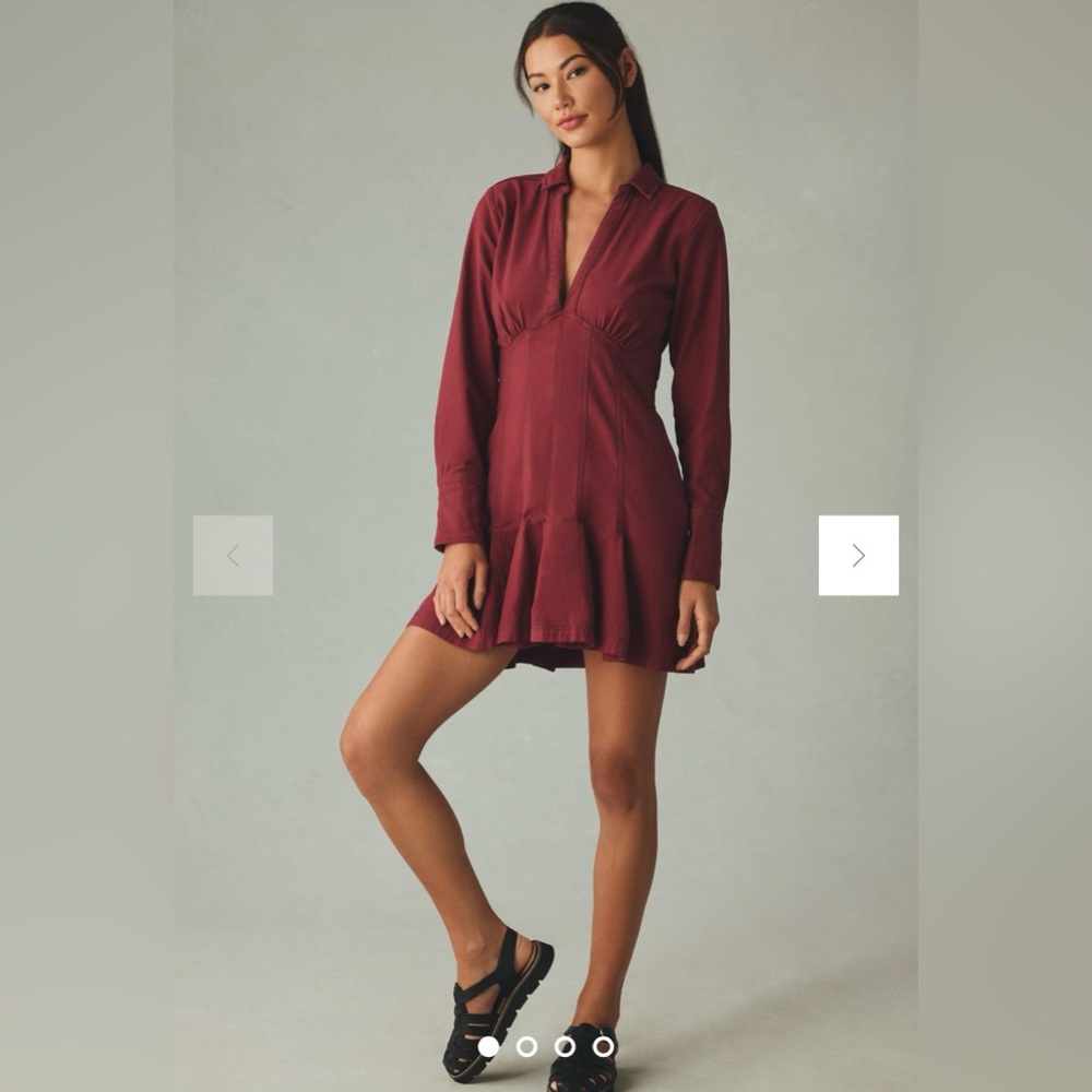 NWT Anthropologie Pilcro Long-Sleeve V-Neck Seamed Mini Dress Size 6